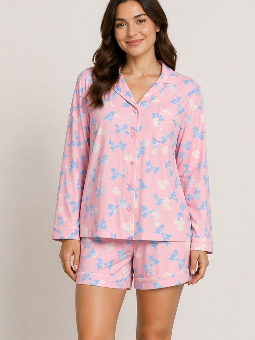 NWT Disney Parks Minnie Mouse Bow Pajama Set Pastel Pink Coquette Loungewear 2X